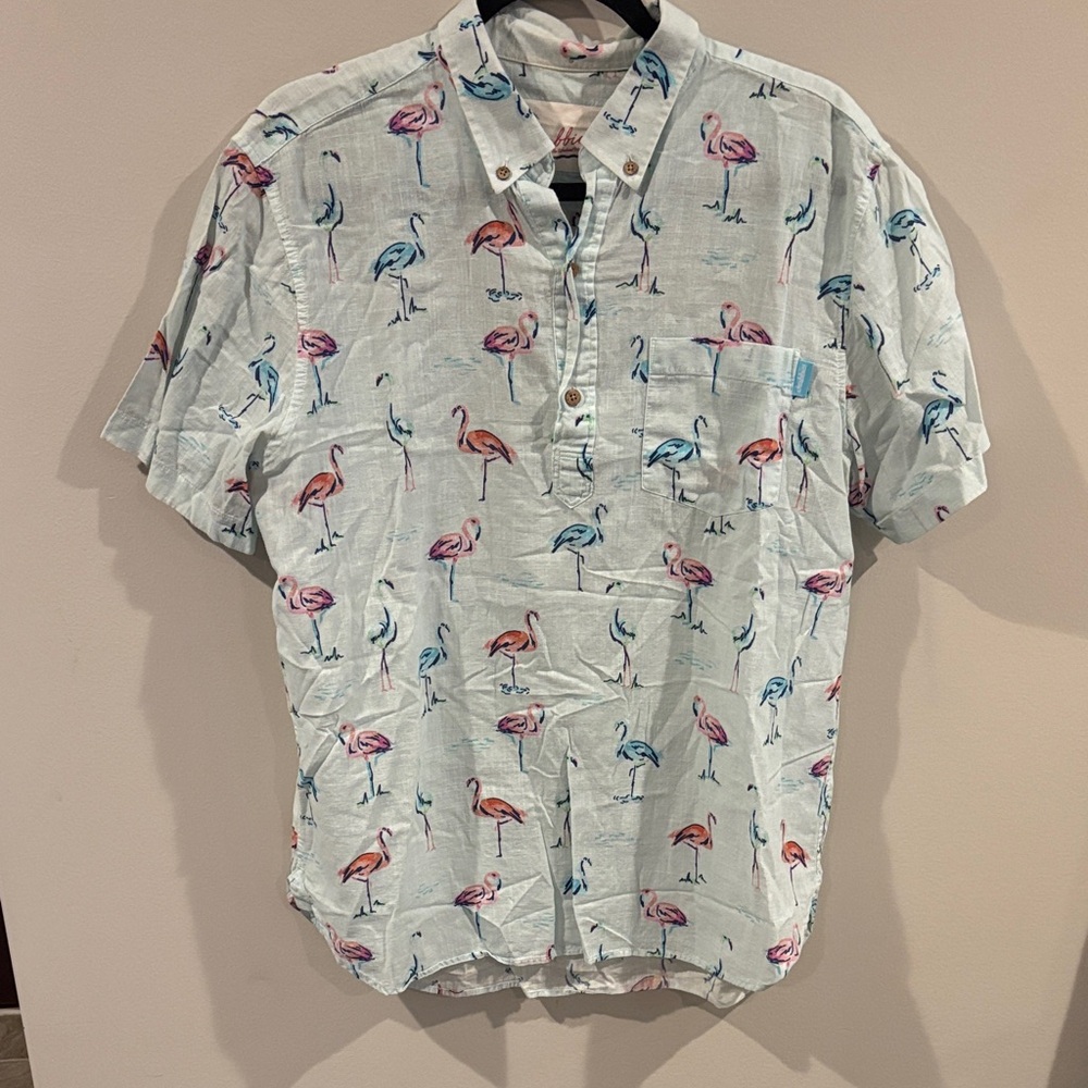 Chubbies Flamingo Print Shirt - Light Blue and Pink